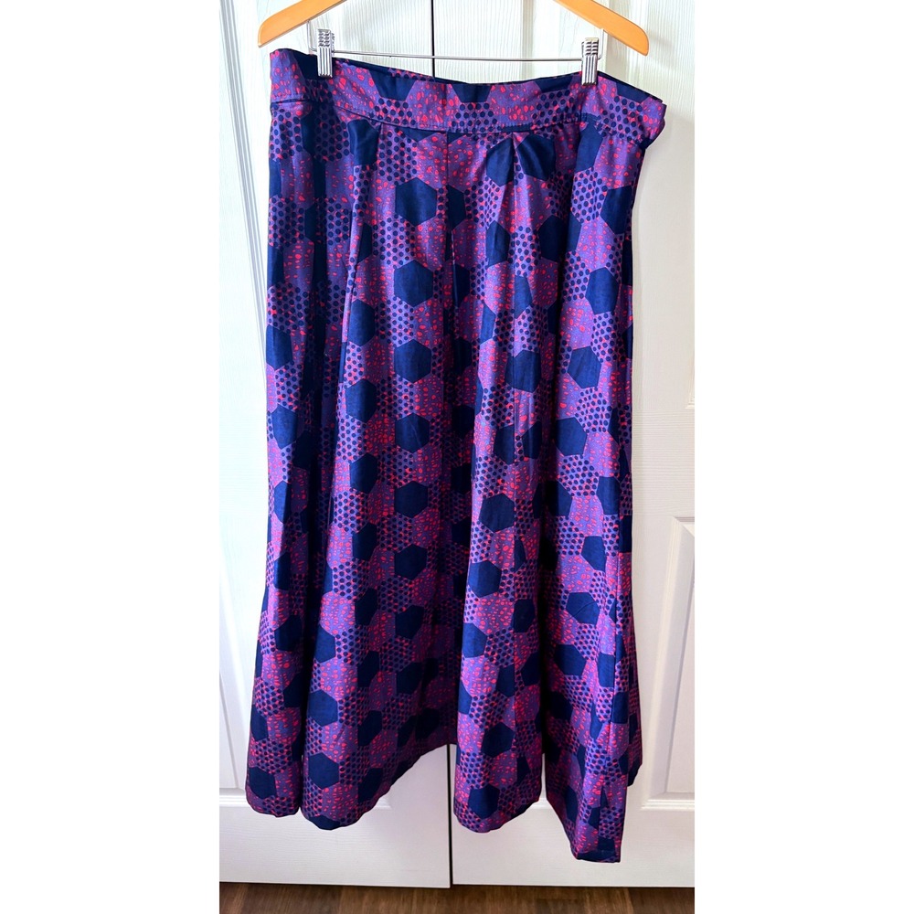 FRANCIS + BENEDICT Blue Purple Pink Geometric Heavyweight Cotton Maxi Skirt XL